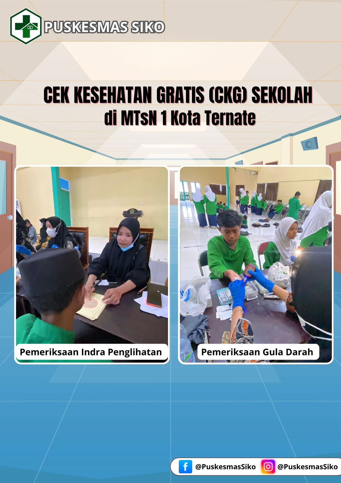 Cek Kesehatan Gratis (CKG) Sekolah Puskesmas Siko di MTsN 1 Kota Ternate